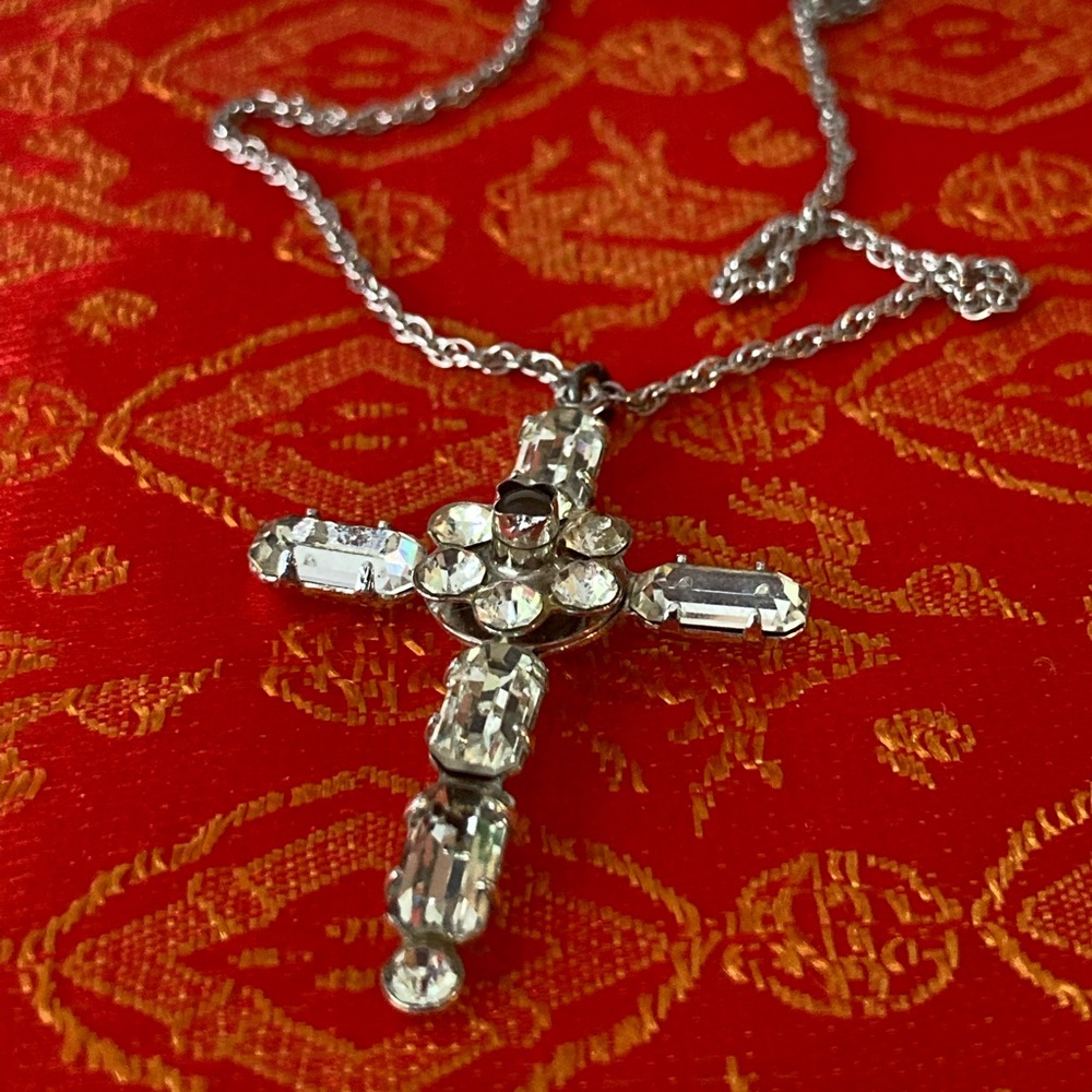 Vintage Sterling Silver Cross Necklace
